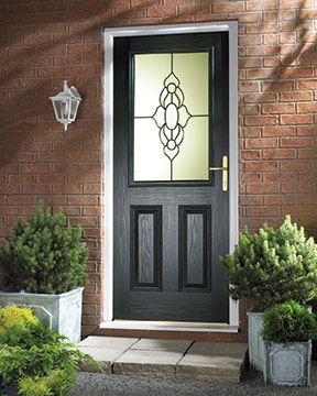 Black patterned glass door